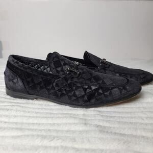Steve Madden Velvet Loafers 10.5 Black Slip-On Horsebit‎ Dress Shoes Party Luxe